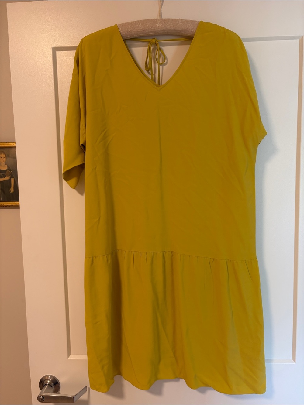 Eileen Fisher Mustard Yellow V-Neck Short Sleeve Dress